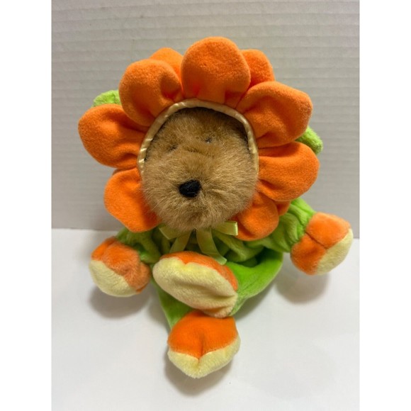 Vintage G.A.C. 1998 Plush Teddy Bear in Spring Orange and Green Flower Costume - Picture 4 of 7